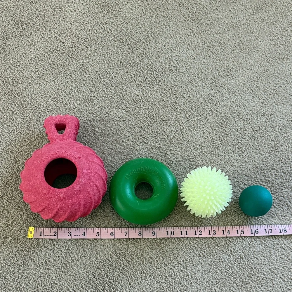 Durable Dog Chew & Fetch Toy Set - Pink, Green, Yellow